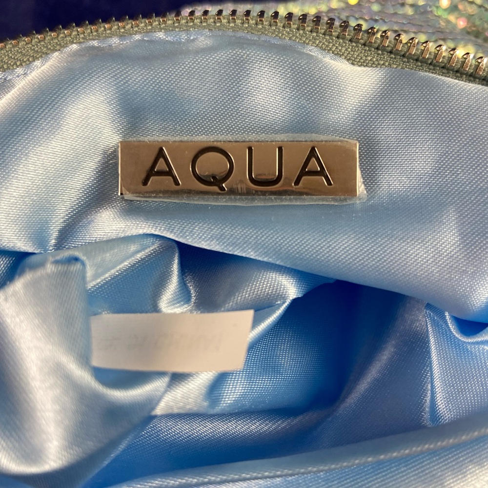 NWT Bloomingdale’s Aqua Bag A-Ellie Air Blue Green Mesh Baguette Shoulder Purse - Picture 6 of 13